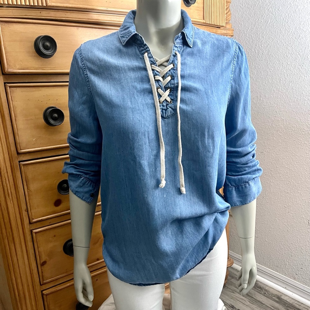 Women’s Beachlunchlounge Chambray Top Size Small Very Good Cond